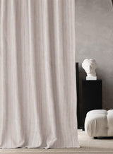 Lyon Cotton Room Darkening Curtains | Subtle Striped Weave | Beige | Set of 2 | Fully Customizable