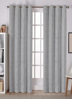 Lyon Cotton Room Darkening Curtains | Subtle Abstract Texture | Soft Blue | Set of 2 | Fully Customizable
