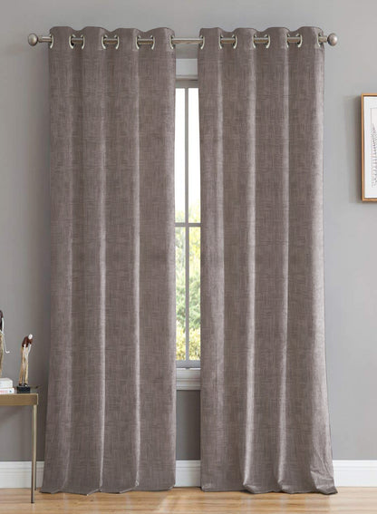 Elwana Jacquard Room Darkening Curtains | Brown | Set of 2 (Pattern 2)