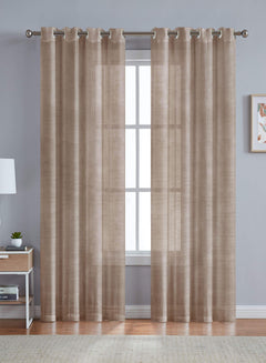 Venezia Sheer Curtains | Airy, Minimal & Elegant | Grain Brown | Set of 2 | Fully Customizable