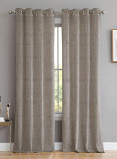Elwana Jacquard Room Darkening Curtains | Rhino Gray | Set of 2 (Pattern 2)