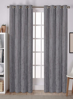 Lyon Cotton Room Darkening Curtains | Premium Foil Print | Soft Blue | Set of 2 | Fully Customizable