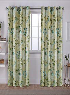 Solana Room Darkening Curtains | Elegant Floral Print | Lemon | Set of 2 | Fully Customizable