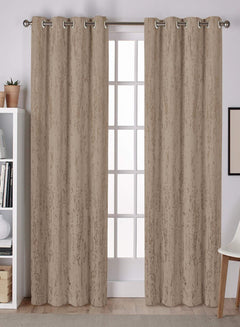 Lyon Cotton Room Darkening Curtains | Premium Foil Print | Camel | Set of 2 | Fully Customizable