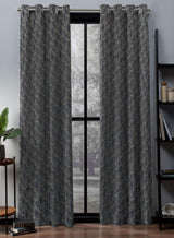 Flavia Jacquard Room Darkening Curtains | Artistic Texture | Comet Blue | Set of 2 | Fully Customizable