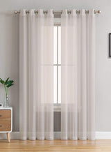 Elwana Plain Sheer Curtains | Off White | Set of 2