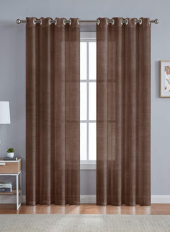 Venezia Sheer Curtains | Airy, Minimal & Elegant | Brown | Set of 2 | Fully Customizable