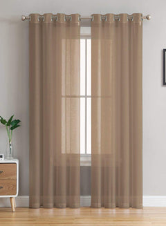 Elwana Plain Sheer Curtains | Golden Sand | Set of 2