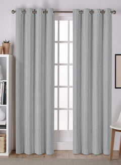 Lyon Cotton Room Darkening Curtains | Refined Stripe Texture | Soft Blue | Set of 2 | Fully Customizable