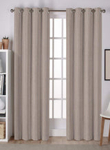 Lyon Cotton Room Darkening Curtains | Refined Stripe Texture | Camel | Set of 2 | Fully Customizable