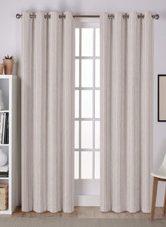 Lyon Cotton Room Darkening Curtains | Refined Stripe Texture | Beige | Set of 2 | Fully Customizable