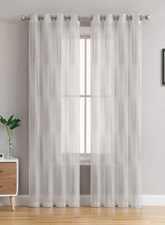 Farella Textured Sheer Curtains | Chrome White | Set of 2