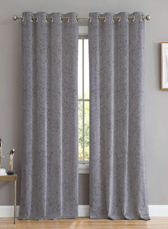 Elwana Jacquard Room Darkening Curtains | Gray | Set of 2 (Pattern 3)