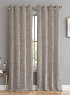 Elwana Jacquard Room Darkening Curtains | Rhino Gray | Set of 2 (Pattern 1)