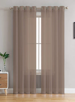 Elwana Plain Sheer Curtains | Brown | Set of 2