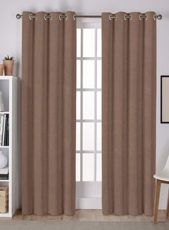 Lyon Cotton Room Darkening Curtains | Plain Elegance for Modern Homes | Brown | Set of 2 | Fully Customizable