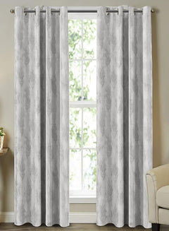 Farella Jacquard Room Darkening Curtains | Gray | Set of 2 (Pattern 4)