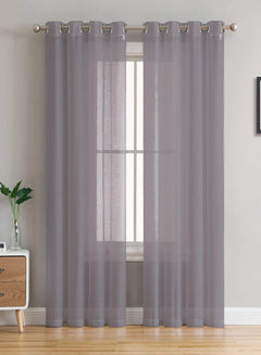 Elwana Plain Sheer Curtains | Gray | Set of 2