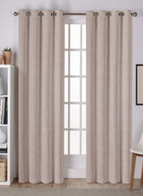 Lyon Cotton Room Darkening Curtains | Subtle Abstract Texture | Beige | Set of 2 | Fully Customizable