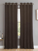 Meraki Velvet Room Darkening Curtains | Luxe Soft-Heavy Fabric | Mocha Brown | Set of 2 | Fully Customizable