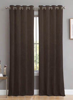 Meraki Velvet Room Darkening Curtains | Luxe Soft-Heavy Fabric | Mocha Brown | Set of 2 | Fully Customizable