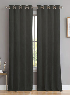 Meraki Velvet Room Darkening Curtains | Luxe Soft-Heavy Fabric | Dark Gray | Set of 2 | Fully Customizable