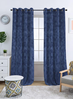 Venezia Room Darkening Curtains | Luxe Jacquard Texture | Gulf Blue | Set of 2 | Fully Customizable