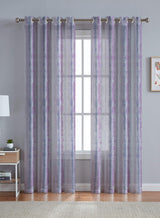 Solana Sheer Curtains | Airy Print with Serene Charm | Iris Purple | Set of 2 | Fully Customizable