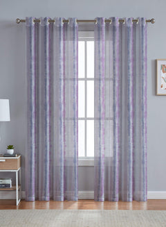 Solana Sheer Curtains | Airy Print with Serene Charm | Iris Purple | Set of 2 | Fully Customizable