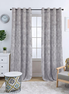 Venezia Room Darkening Curtains | Luxe Jacquard Texture | Gray | Set of 2 | Fully Customizable