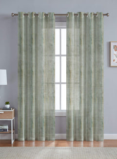 Solana Sheer Curtains | Airy Print with Serene Charm | Olive Green | Set of 2 | Fully Customizable