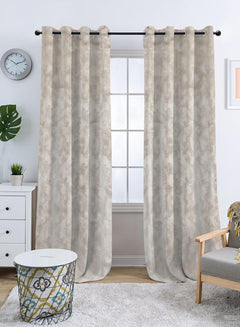 Venezia Room Darkening Curtains | Luxe Jacquard Texture | Off White | Set of 2 | Fully Customizable