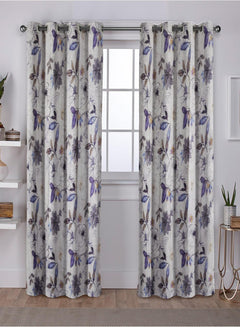Solana Room Darkening Curtains | Elegant Floral Print | Violet | Set of 2 | Fully Customizable