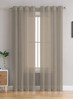 Elwana Plain Sheer Curtains | Rhino Gray | Set of 2