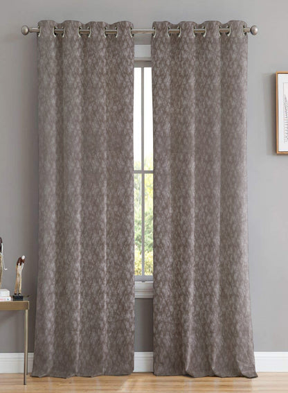 Elwana Jacquard Room Darkening Curtains | Brown | Set of 2 (Pattern 1)