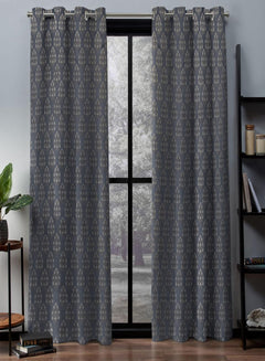 Flavia Jacquard Room Darkening Curtains | Intricate Floral Motifs | Comet Blue | Set of 2 | Fully Customizable