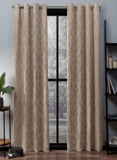 Flavia Jacquard Room Darkening Curtains | Luxe Botanical Weave | Cream | Set of 2 | Fully Customizable