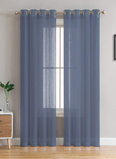 Elwana Plain Sheer Curtains | Blue | Set of 2