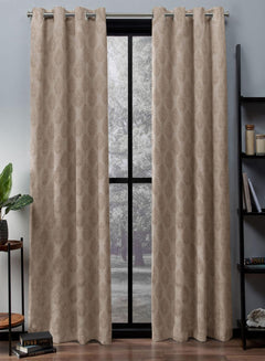 Flavia Jacquard Room Darkening Curtains | Intricate Floral Motifs | Cream | Set of 2 | Fully Customizable