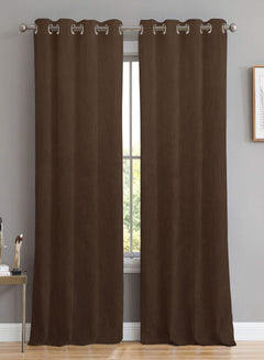 Meraki Velvet Room Darkening Curtains | Luxe Soft-Heavy Fabric | Cocoa Brown | Set of 2 | Fully Customizable