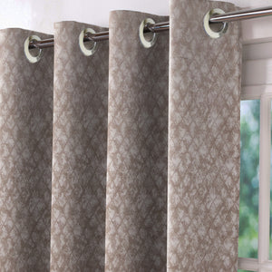 Elwana Jacquard Room Darkening Curtains | Brown | Set of 2 (Pattern 1)