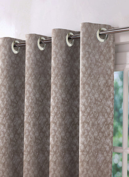 Elwana Jacquard Room Darkening Curtains | Brown | Set of 2 (Pattern 1)